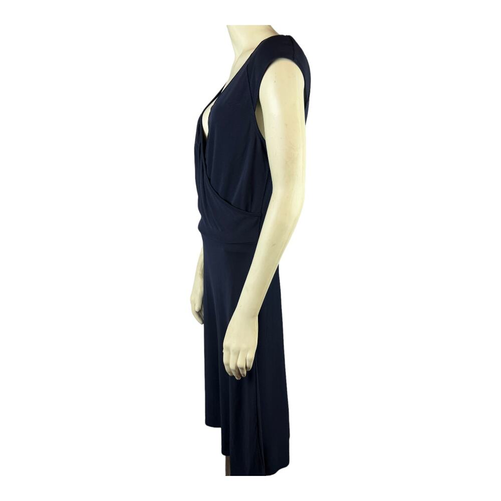 Ann Taylor Loft sz 10 Womens Navy Blue Rayon blend faux wrap dress - Picture 5 of 7